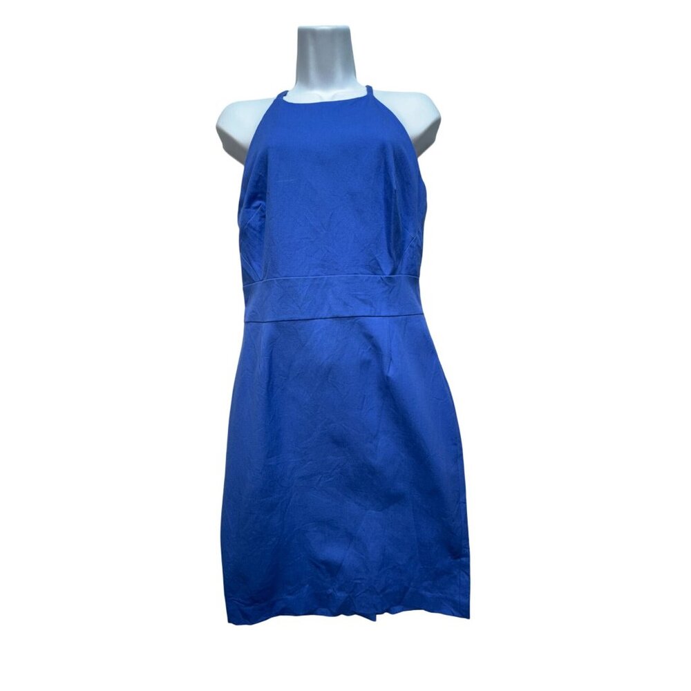 Banana Republic Womens Halter Sheath Dress Size 6 Blue Keyhole Formal Business